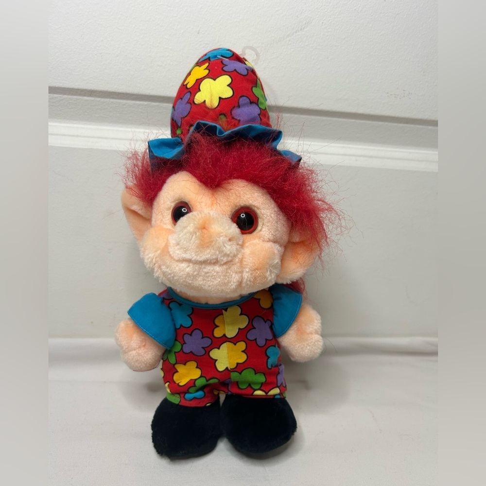 VTG 1992 Trolio Troll Red Jester Clown Plush Doll 10”